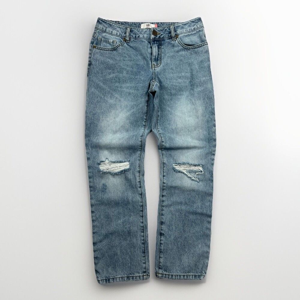 Cabi 100% BF Jeans‎ Womens 8 High Rise Straight Leg Denim Distressed